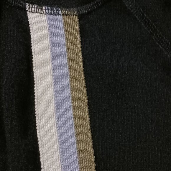 Monrow Raglan Crewneck Sweater‎ Size XS Black w/ Embroidered Stripes Down Arms - Picture 7 of 12